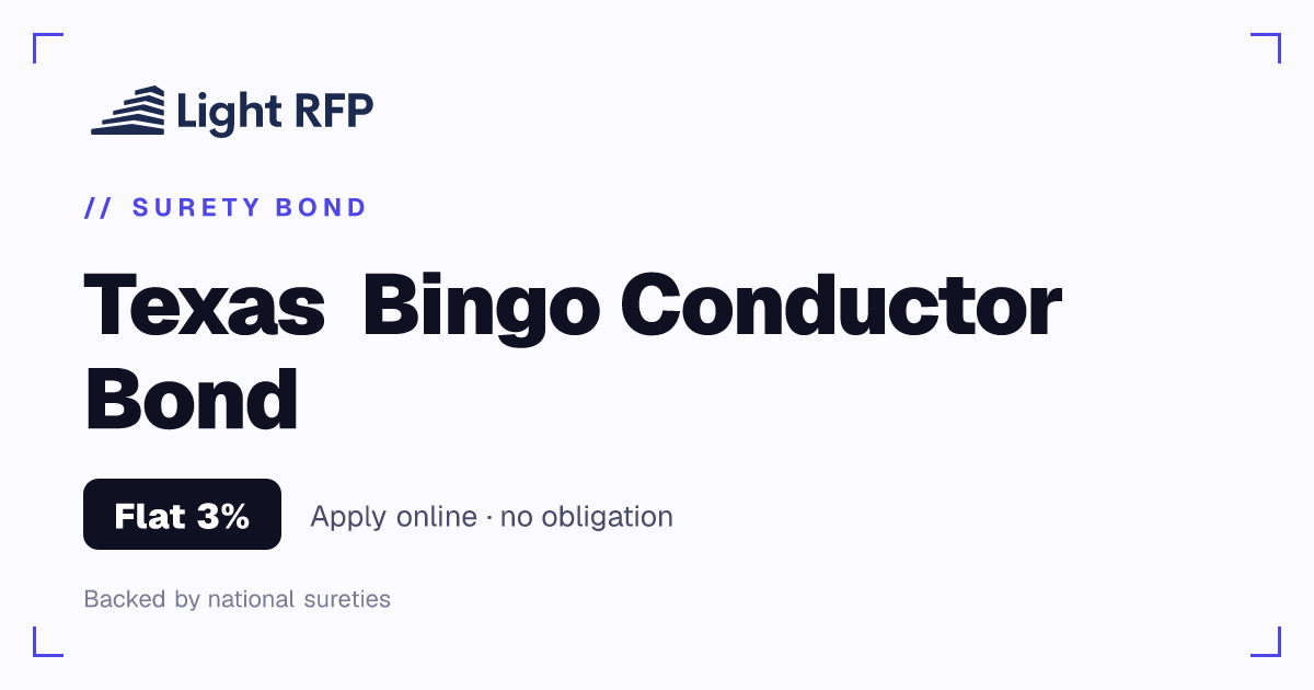 Texas Bingo Conductor Bond — 2% of Bond Amount