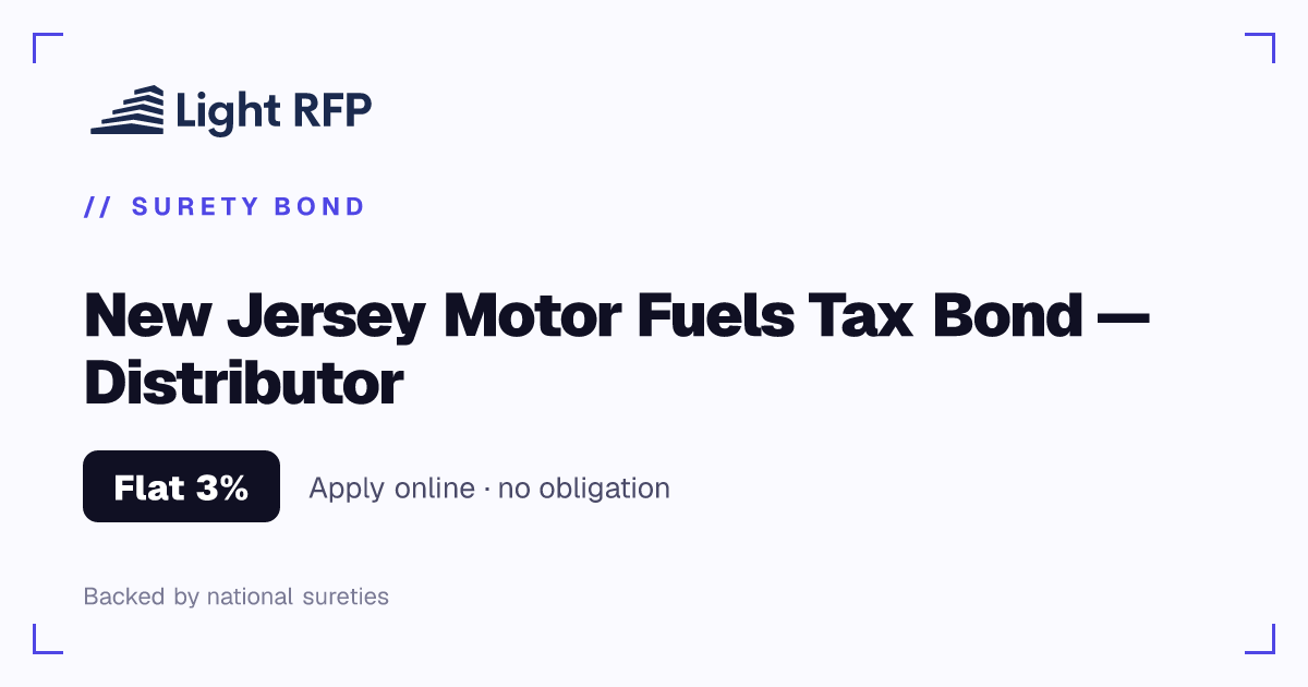 New Jersey Motor Fuels Tax Bond — 1% of Bond Amount