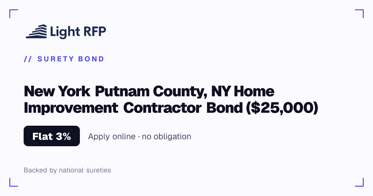 Putnam County Home Improvement Contractor Bond, New York